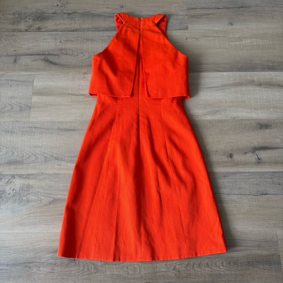 Karen Millen orange layered fit-and-flare sleeveless dress - size 2 (XS) - Picture 3 of 5